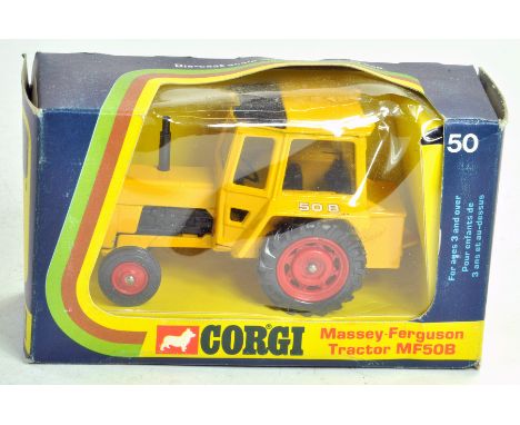Corgi No. 50 Massey Ferguson 50B. Excellent, little or no signs of wear in good box, some creasing to cellophane.