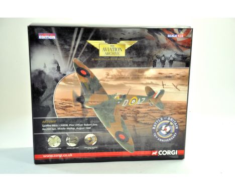 Corgi Diecast model aircraft 1:32 scale comprising Aviation Archive No. AA33909 Spitfire Mk1A X4036 Pilot Officer Robert Doe.