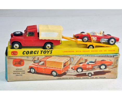 Corgi Land Rover with Trailer and Ferrari Racing Car. Some light wear otherwise very good with fair to good box. NOTE Some pr