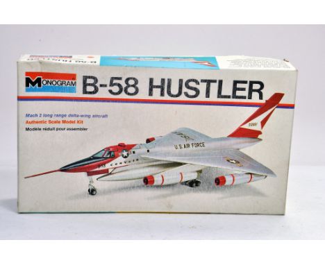 Monogram Plastic Model Kit. 1:?? scale comprising no. 6821-0107 B-58 Hustler US Airforce Jet Bomber. Appears to be complete. 