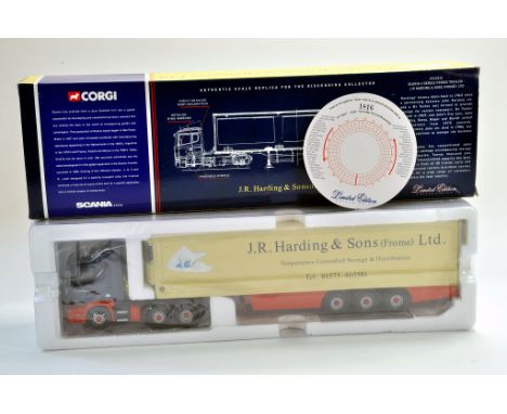 Corgi Diecast Truck issue comprising No. CC12215 Scania 4 Series Fridge Trailer in the livery of JR Harding. Appears excellen
