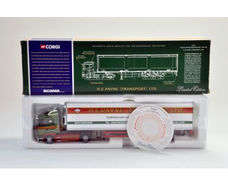Corgi Diecast Truck issue comprising No. 76601 Scania Fridge Trailer in the livery of HE Payne. Appears generally very good w