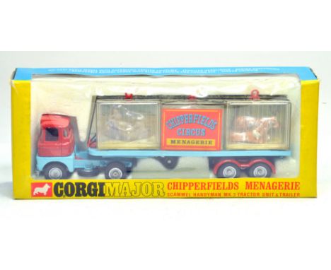 Corgi No. 1139 Chipperfields Circus Menagerie comprising Scammell Handyman and Trailer. Appears excellent and complete in ver
