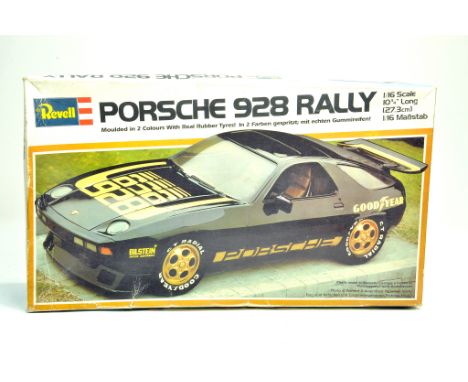 Revell Plastic Model Kit 1:16 scale comprising of Porsche 928 Rally. Appears to be complete. Very good to excellent. Some sto