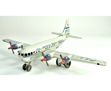 GAMA Tin Plate Friction Driven Aircraft comprinsing Pan American World Airways. Complete with 4 Propellers. Measures 37cm lon