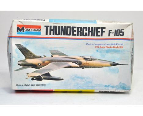 Monogram Plastic Model Kit. 1:72 scale comprising no.6808 Mach 2 Computer Controlled Aircraft Thunder Chief F-105. Appears to