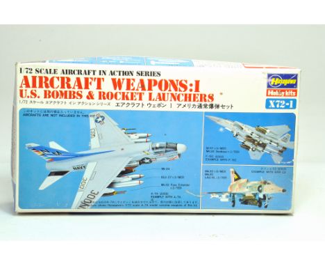 Hasegawa Plastic Model Kit. 1:72 scale comprising no. X72-1 Aircraft in Action Series Aircraft Weapons : 1 US Bombs and Rocke