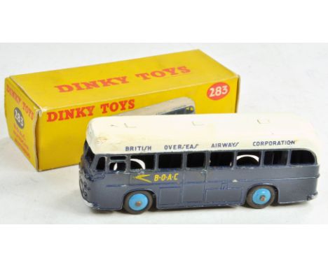 Dinky No. 283 BOAC Airport Coach with two-tone dark blue body. Generally very good, some rubs and marks in places, note roof 