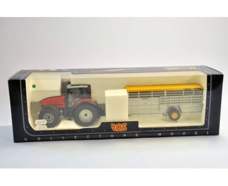 ROS Farm issue comprising 1/32 SAME Tractor and Animal Trailer Set. Appears excellent and secured within box. Condition Repor