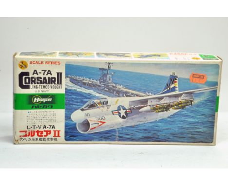 Hasegawa Plastic Model Kit. 1:72 scale comprising no. D4 A-7A Corsair II Ling-Tenco-Vought U.S Navy. Appears to be complete. 