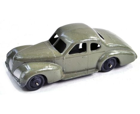 Dinky no. 39f Studebaker with dark grey body, silver trim and black ridged hubs. Generally very good with some light runs and