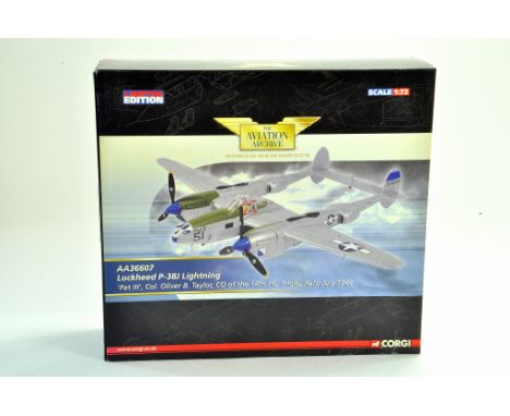 Corgi Diecast model aircraft 1:72 comprising Aviation Archive No. AA36607 Lockheed P 38 J Lightning Pat III .Appears excellen