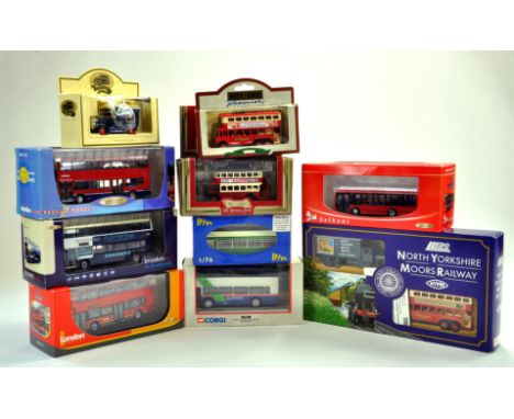 Varied Diecast Bus group comprising Creative Master, Corgi and others. Ten Models. Appear Excellent with boxes.  Condition Re