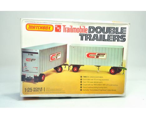 AMT Matchbox Plastic Model Kit. 1:25 scale comprising of no. PK-8401 Trailmobile Double Trailers. Appears to be complete. Ver