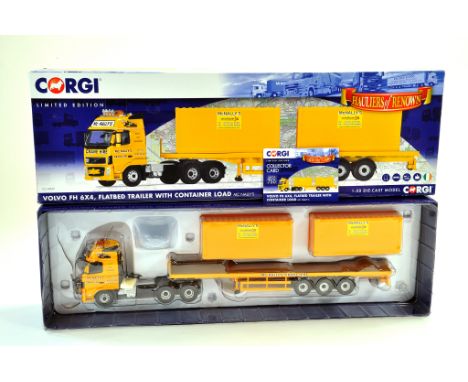 Corgi Diecast Model Truck Issue comprising No. CC14037 Volvo Flatbed Trailer with Container Load in the livery of McNally's. 