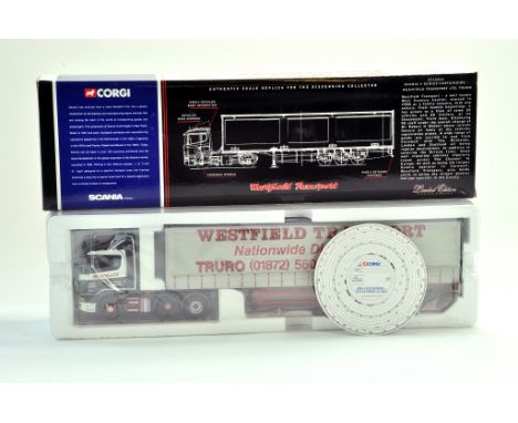 Corgi Diecast Truck issue comprising No. CC12213 Scania 4 Series Curtainside in the livery of Westfield. Appears excellent wi