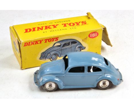 Dinky No. 181 Volkswagen. Blue with chrome spun hubs. Would benefit from a clean, otherwise very good in fair box. Condition 