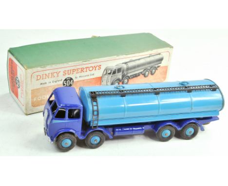 Dinky No. 504 (1st Type) Foden 14 Ton Tanker. Issue has violet-blue cab &amp; chassis with blue cab flash, mid-blue tank &amp
