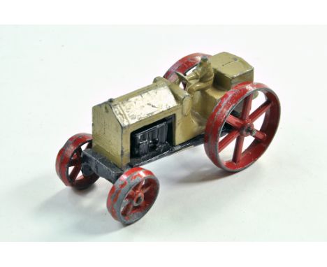 Johillco early issue tractor in tan. Driver is missing head, otherwise good.  Condition Reports: Please contact us for additi