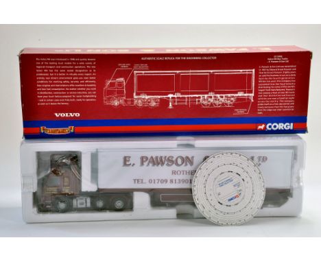 Corgi Diecast Truck issue comprising No. CC13506 Volvo FM Box Trailer in the livery of Pawson. Appears generally very good wi