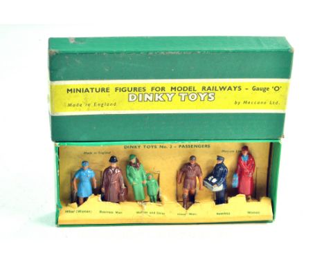 Dinky No. 3 0 Gauge Passengers figure set. Complete, some light wear hence generally good to very good in good box. Condition