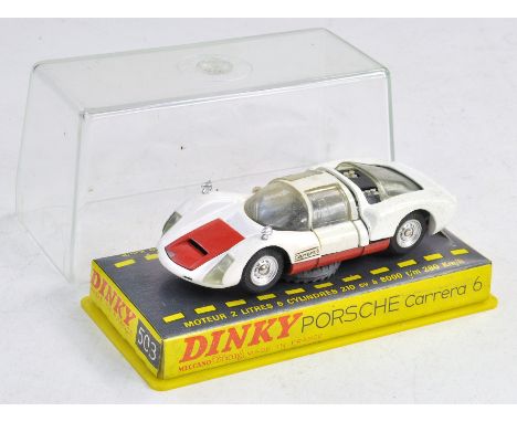 French Dinky No. 503 Porsche Carrera 6 with white body, red base and bonnet. A few minor blemishes hence very good to excelle