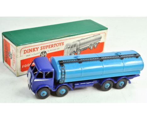 Dinky No. 504 (1st Type) Foden 14 Ton Tanker. Issue has violet-blue cab &amp; chassis with silver cab flash, light blue tank 