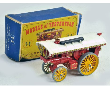 Matchbox Models of Yesteryear Y-9 Fowler Showman's Engine with red body and yellow wheels. Very good to excellent in fair box