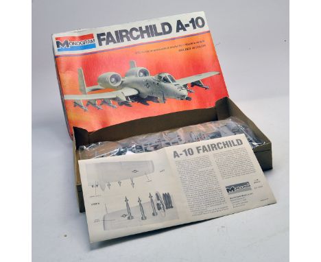 Monogram Plastic Model Kit. 1:72 scale comprising no. 5405-0100 Fairchild A-10. Appears to be complete. Very good to excellen