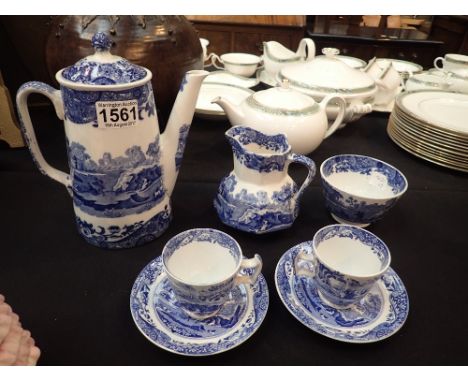 Copeland Spode blue and white duo coffee set