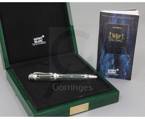 A Montblanc Peter The Great Patron of Art Series limited edition 888 fountain pen, made to commemorate Peter The Great who pa