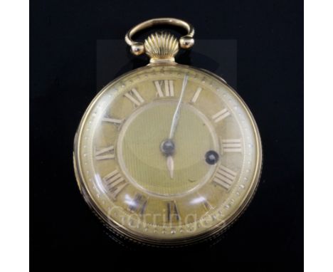 A George III 18ct gold keywind pocket watch by J &amp; C Turner, London, with textured yellow metal Roman dial and the signed