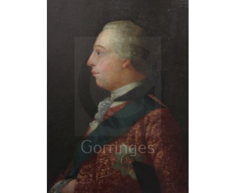 Circle of Allan Ramsay (1713-1784)pair of oils on wooden panelsPortrait of George III and Queen Sophie Charlotte15.5 x 11.25i