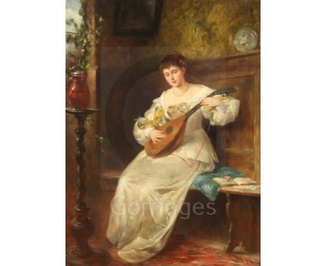 Richard Eiserman (German, 1853-1927)oil on panelYoung woman playing a mandolinsigned15.5 x 11in.