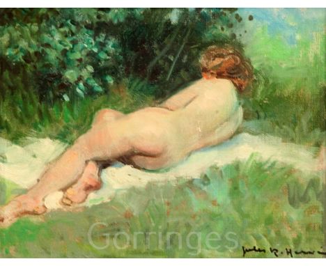 § Jules R. Hervé (1887-1981)oil on canvasReclining female nudesigned8 x 10.25in.