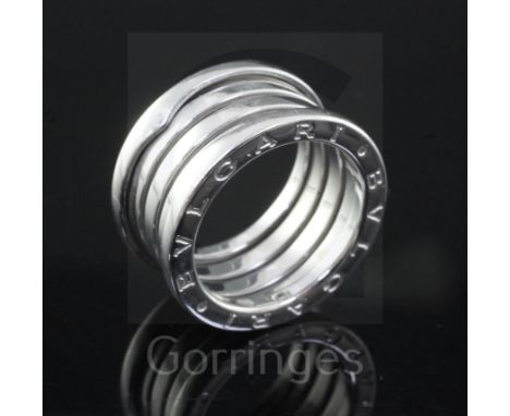 An Italian 18ct white gold Bulgari B-Zero-1 ring, signed, size K.