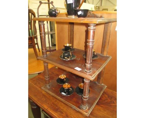 A dark pine 3 tier shelf unit