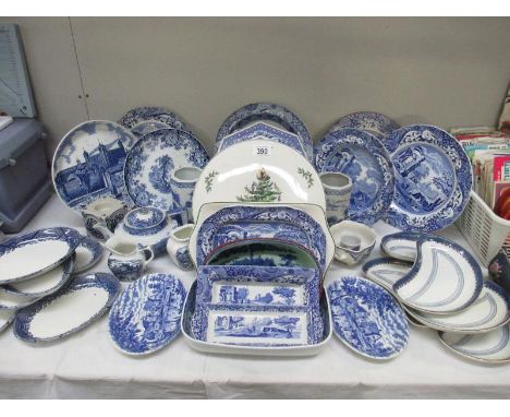 A good lot of blue and white china including Spode etc.