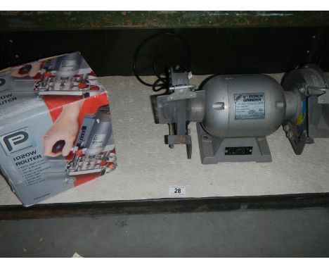 A bench grinder and router
