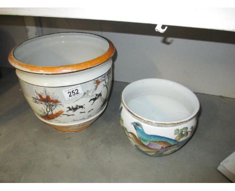 A Burlington ware hunting scene plant pot and 1 other