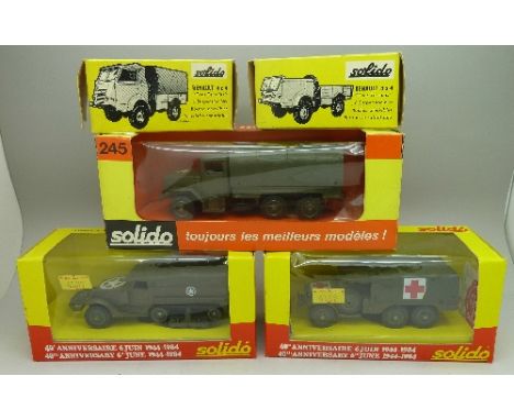 Five Solido diecast military vehicles including two celebrating the 40th Anniversary of the D-Day Landings, all boxed