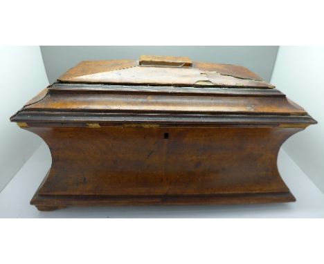 A tea caddy, a/f, width 35cm