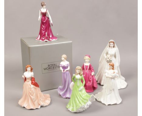 A collection of Royal Worcester figurines, Poppy, HRH Duke of Edinburgh Diamond Wedding Anniversary, Pisles, Kimberley etc. 