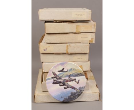 A Bradford Exchange limited edition Dambusters cabinet plate, along with eight Royal Worcester RAF World War II aircraft plat