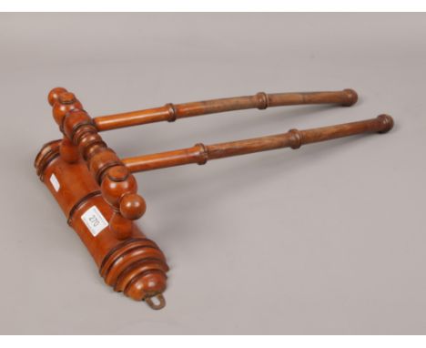 A french vintage wall mounting bamboo effect towel rail. 