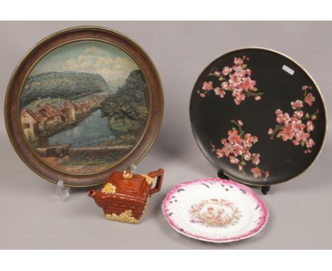 A mixed lot of pottery including William Schimmer &amp; Soup plaque, Carlton Ware wall charger, Dartmouth small teapot and a 