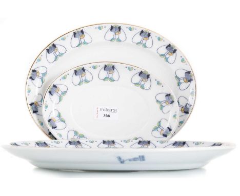 KEELING &amp; CO, LOSOL WARE 'TULIP' PATTERN PART DINNER SERVICE DESIGNED CIRCA 1885 comprising one large tureen, pair of sma