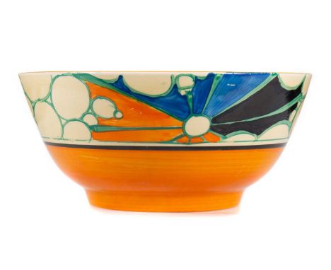 CLARICE CLIFF (BRITISH, 1899-1972) FOR WILKINSON LTD, FANTASQUE 'BROTH' CIRCULAR BOWL CIRCA 1930-39 decorated with geometric 