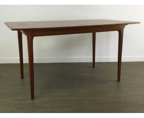 TOM ROBERTSON FOR MCINTOSH OF KIRKCALDY, TEAK EXTENDING DINING TABLE AND FOUR MODEL 9073 CHAIRS CIRCA 1960-69 the table of sh