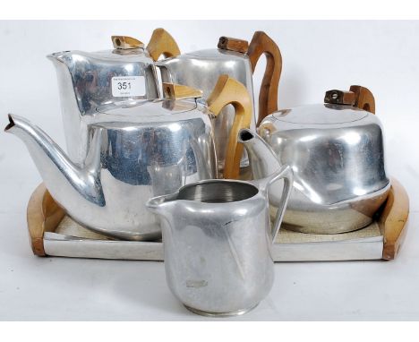 A Picquot Ware tea service and tray, six pieces in total.